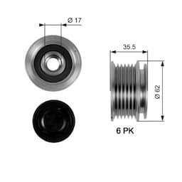 Poulie roue libre, alternateur DriveAlign® OAP7044 Gates