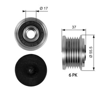 Poulie roue libre, alternateur DriveAlign® OAP7046 Gates