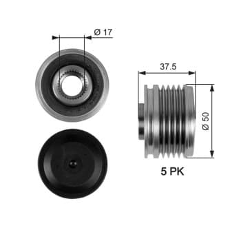 Poulie roue libre, alternateur DriveAlign® OAP7053 Gates