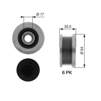 Poulie roue libre, alternateur DriveAlign® OAP7073 Gates