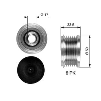 Poulie roue libre, alternateur DriveAlign® OAP7080 Gates