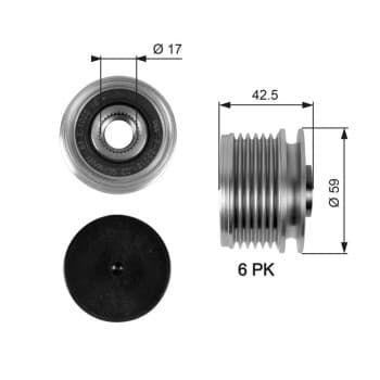 Poulie roue libre, alternateur DriveAlign® OAP7106 Gates