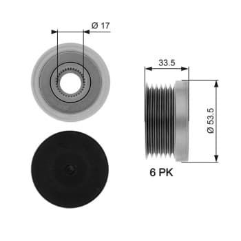 Poulie roue libre, alternateur DriveAlign® OAP7111 Gates