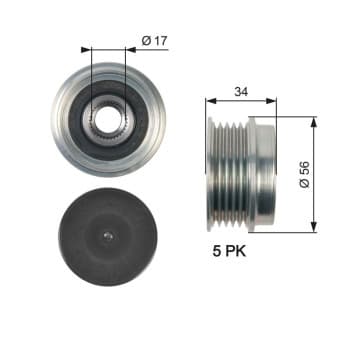 Poulie roue libre, alternateur DriveAlign® OAP7127 Gates