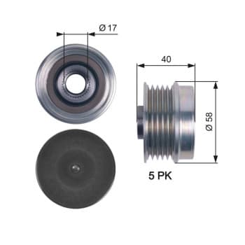 Poulie roue libre, alternateur DriveAlign® OAP7132 Gates