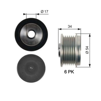 Poulie roue libre, alternateur DriveAlign® OAP7135 Gates