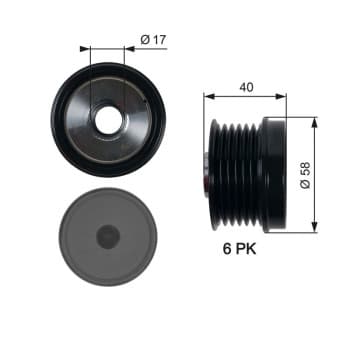 Poulie roue libre, alternateur DriveAlign® OAP7158 Gates