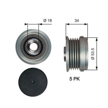 Poulie roue libre, alternateur DriveAlign® OAP7202 Gates