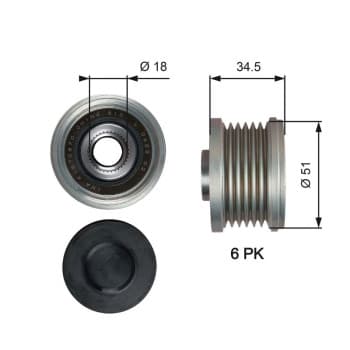 Poulie roue libre, alternateur DriveAlign® OAP7218 Gates