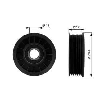 Poulie renvoi/transmission, courroie trapézoïdale à nervures DriveAlign® T38009 Gates