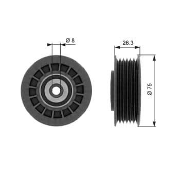 Poulie renvoi/transmission, courroie trapézoïdale à nervures DriveAlign® T38092 Gates