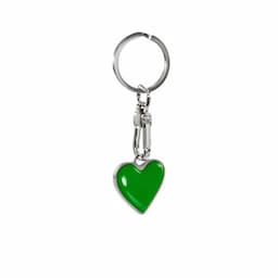 Porte-clés inox - &#39;Coeur&#39; Vert