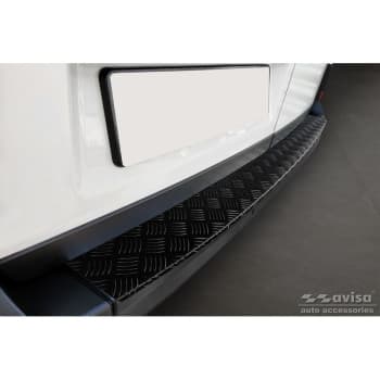 Protecteur de pare-chocs arrière en aluminium noir mat pour Volkswagen Crafter & MAN TGE 2017- 'Riffled Pl