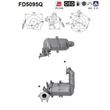 Filtre à particules diesel, système d'échappement FD5095Q AS