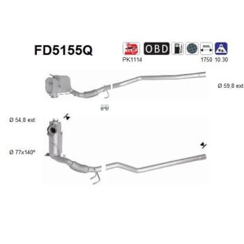 Filtre à particules diesel, système d'échappement FD5155Q AS