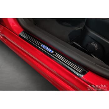 Seuils de porte en acier inoxydable noirs sur mesure pour Ford Focus IV 2018- 'Hybrid' - 4 pièces