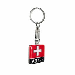 Porte-clés en acier inoxydable - &#39;Blood Type&#39; AB RH+