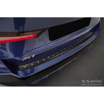 Protection de seuil de coffre en inox noir adaptable pour BMW X1 U11 M-Sport 2022- 'Ribs'