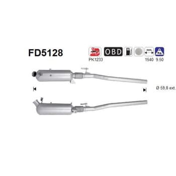 Filtre à particules diesel, système d'échappement FD5128 AS