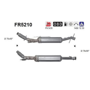 Filtre à particules diesel, système d'échappement FR5210 AS