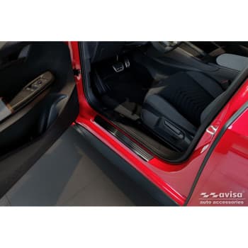Seuils de porte en acier inoxydable noirs sur mesure pour Volkswagen ID.3 2020- & Cupra Born 2021- 'Lines' -