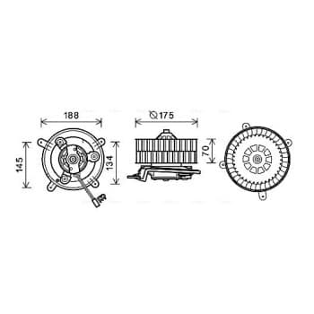 Moteur électrique, pulseur d'air habitacle MS8621 Ava Quality Cooling