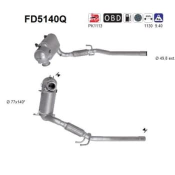 Filtre à particules, système d'échappement FD5140Q AS