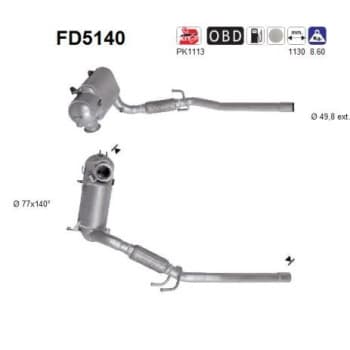 Filtre à particules, système d'échappement FD5140 AS