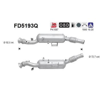 Filtre à particules, système d'échappement FD5193Q AS