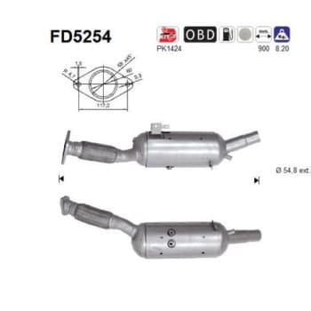 Filtre à particules, système d'échappement FD5254 AS