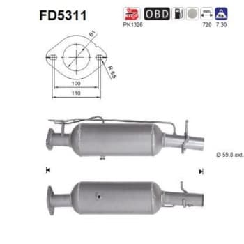 Filtre à particules, système d'échappement FD5311 AS