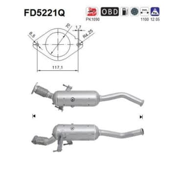 Filtre à particules diesel, système d'échappement FD5221Q AS