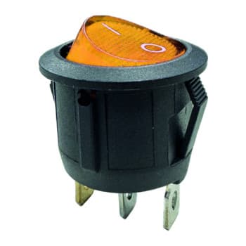 Interrupteur à bascule orange on - off, 12V, 10A, 20mm, LED sous blister