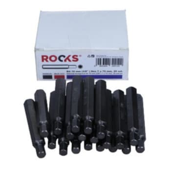 Rooks Bit 10 mm (3/8&quot;) Hex 7 mm x 75 mm, 20 pièces