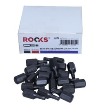 Rooks Bit 10 mm (3/8&quot;) Ribe M5 x 30 mm, 20 pièces