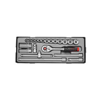 Jeu de douilles 3/8" 6 pans SAE 21 pièces