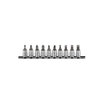Jeu de douilles 1/4" Flat-Philips-Pozidriv 10 pièces