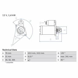 Démarreur 0.986.014.840 Bosch