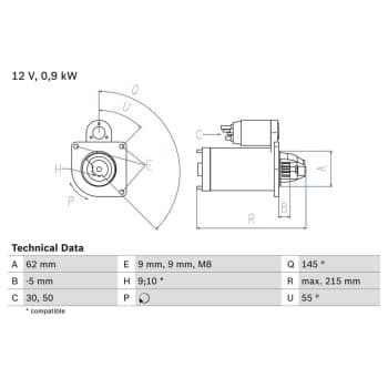 Démarreur 0 986 013 850 Bosch