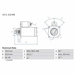 Démarreur 0 986 023 530 Bosch