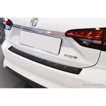 Protection de seuil de coffre arrière en acier inoxydable noir mat sur mesure pour MG 5 SW (EV) 2022- 'Ribs'