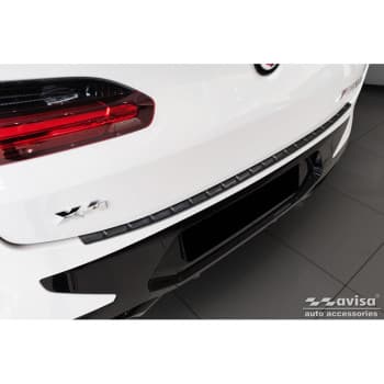Protection de pare-chocs arrière en acier inoxydable noir sur mesure pour BMW X4 G02 FL 2021 - avec M-Package 'Ribs