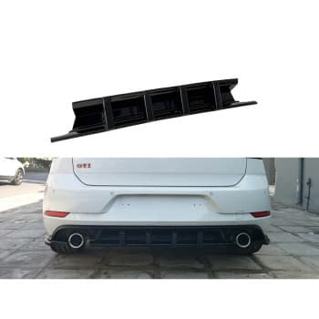 Jupe de pare-chocs arrière (Diffuseur) sur mesure pour Volkswagen Golf 7.5 GTI 2017-2020 (ABS Noir brillant)
