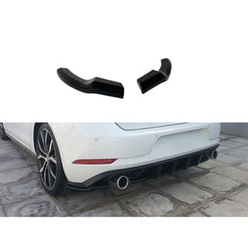 Jupes de pare-chocs arrière (Coins) sur mesure pour Volkswagen Golf 7.5 GTI 2017-2020 (ABS Noir brillant)