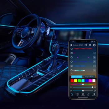 Éclairage d'ambiance intérieur à LED multicolores AutoStyle 2 pièces avec contrôle par application et fibre opt