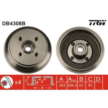 Tambour de frein DB4308B TRW