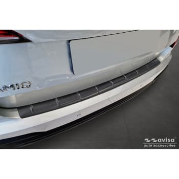 Protection de pare-chocs arrière en acier inoxydable noir sur mesure pour Skoda Kamiq Facelift 2023 - 'Ribs'