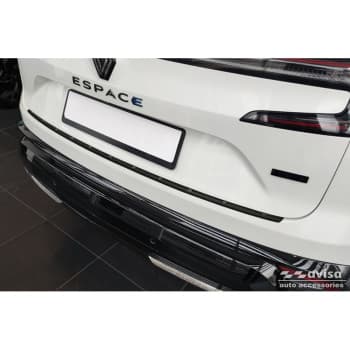Protection de seuil de coffre arrière en acier inoxydable noir mat pour Renault Espace VI E-Tech Hybrid 2023- 'Ribs