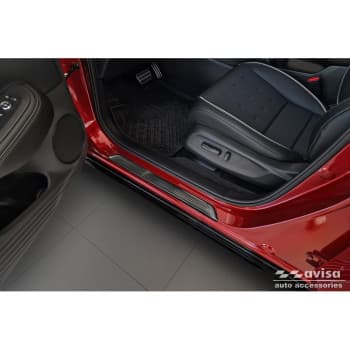 Seuils de porte en acier inoxydable noirs sur mesure pour Honda ZR-V (RZ4) 2023- - 'Lines' - 4 pièces