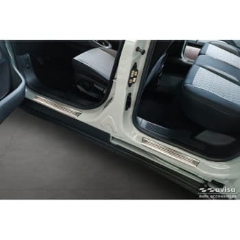 Seuils de porte en acier inoxydable sur mesure pour Ford Tourneo Courier II 2023 - 'Lines' - 4 pièces